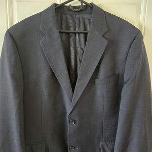 Ralph Lauren 46L Charcoal Windowpane Wool Cashmere Blazer Sport Coat Vintage
